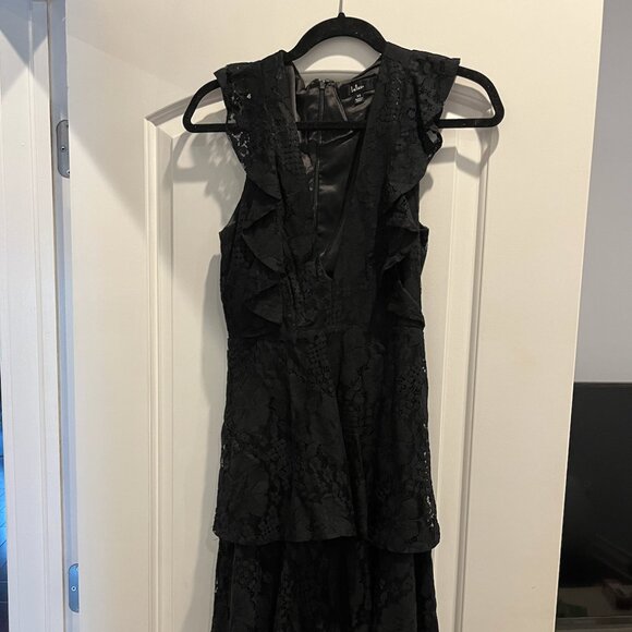 Molinetto Black Lace Ruffled Tiered Sleeveless Maxi Dress - Picture 3 of 3